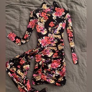 Nookie Black Floral Long Sleeve Dress